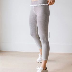 Albion Stripe Ruffle Waist Fold Over Petal Pant Leggings